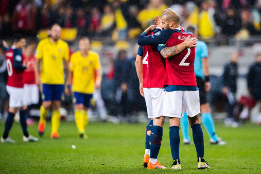 Tore Reginiussen and Haitam Aleesami of Norway celebrate