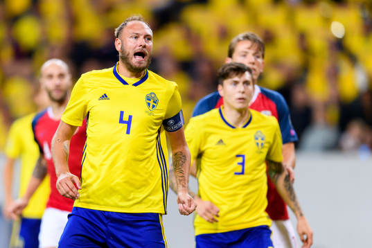 Andreas Granqvist of Sweden reacts