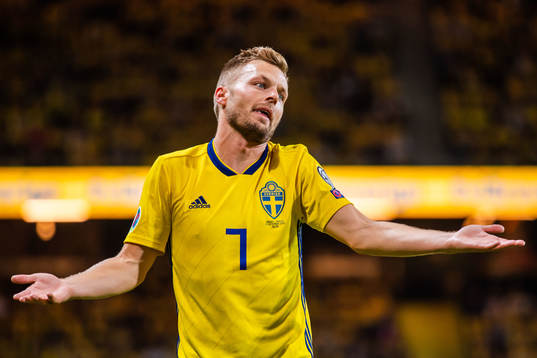 Sebastian Larsson of Sweden reacts