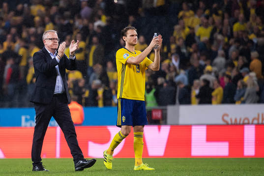 Janne Andersson, head coach and Albin Ekdal of Sweden