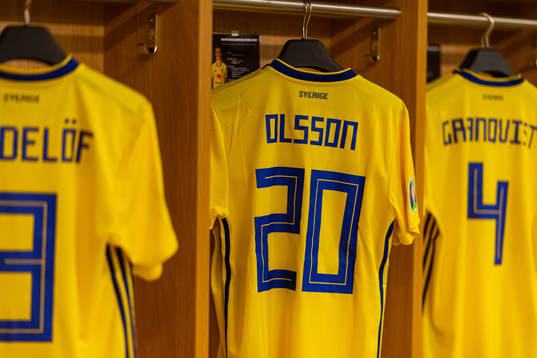 Jersey of Kristoffer Olsson in the Swedish dressing room