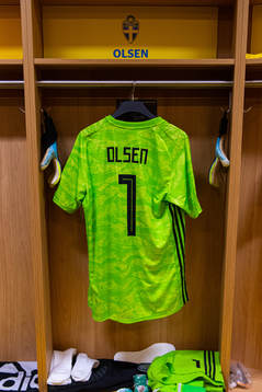 Jersey of Robin Olsen in the Swedish dressing room