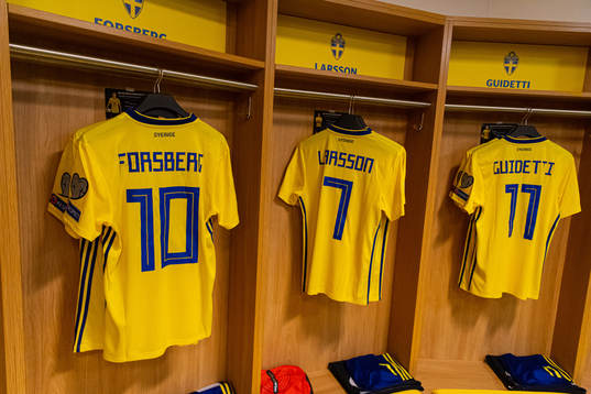 Jerseys of Emil Forsberg, Sebastian Larsson and John