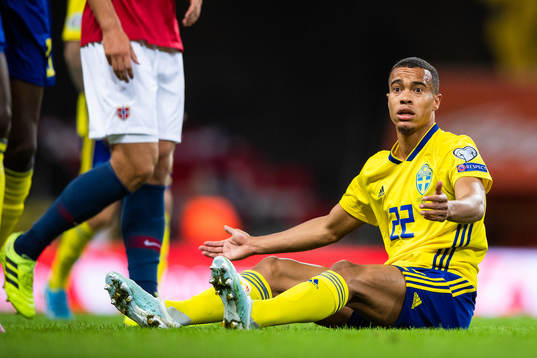 Robin Quaison of Sweden sits and reacts