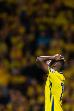 Alexander Isak of Sweden looks dejected