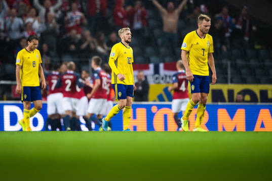 Albin Ekdal, Emil Forsberg and Sebastian Larsson  of Sweden