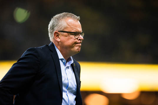 Janne Andersson, head coach of Sweden looks dejecetd