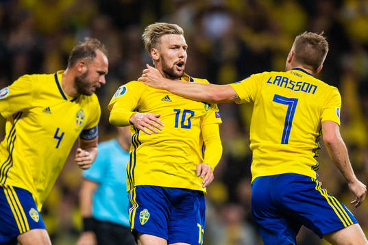 Andreas Granqvist, Emil Forsberg and Sebastian Larsson of
