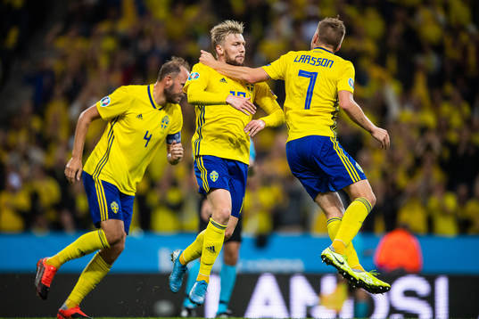 Andreas Granqvist, Emil Forsberg and Sebastian Larsson of