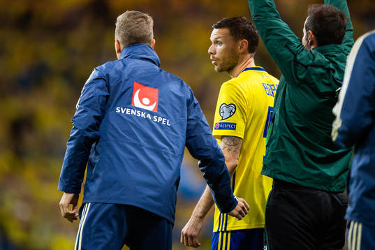 Marcus Berg of Sweden gets ready to be substituted