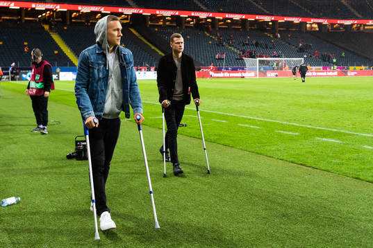 Injured players Ludwig Augustinsson and Viktor Claesson of