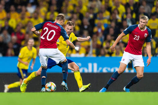 Martin Ødegaard and Erling Braut Haaland against Sebastian