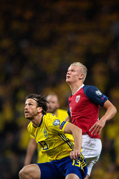 Gustav Svensson of Sweden and Erling Braut Haaland of Norway