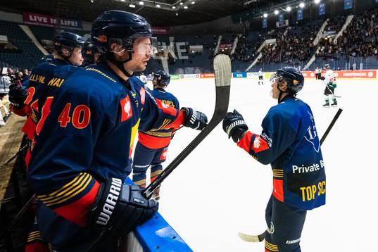 Jacob Josefson of Djurgården celebrates with team mates
