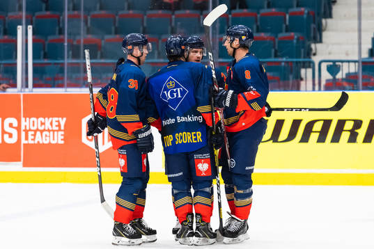 Olle Alsing of Djurgården celebrates with team mates