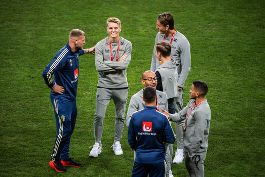 John Guidetti of Sweden in a conversation with Martin