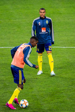 Alexander Isak and Robin Quaison of Sweden