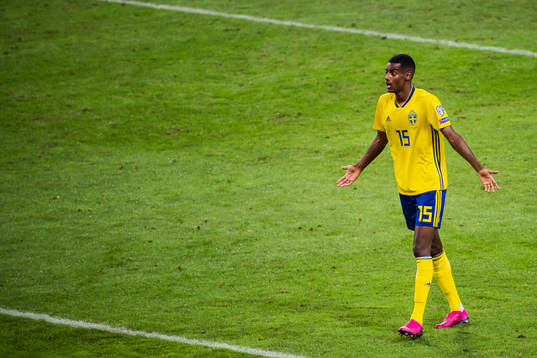 Alexander Isak of Sweden reacts