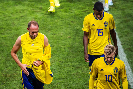 Andreas Granqvist, Alexander Isak and Emil Forsberg of