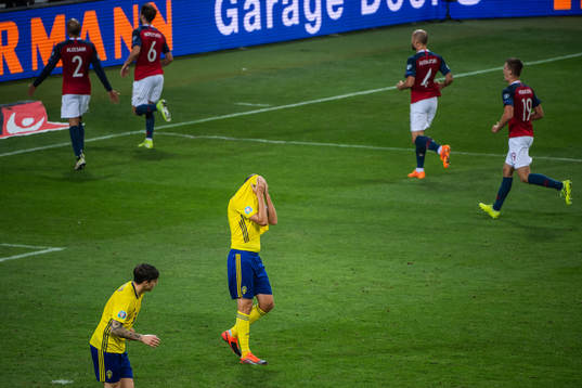 Andreas Granqvist of Sweden looks dejected