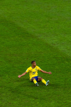 Robin Quaison of Sweden looks dejected