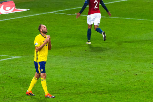 Andreas Granqvist of Sweden looks dejected