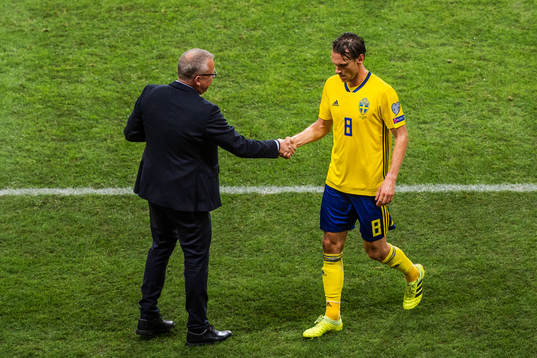 Janne Andersson, head coach and Albin Ekdal of Sweden