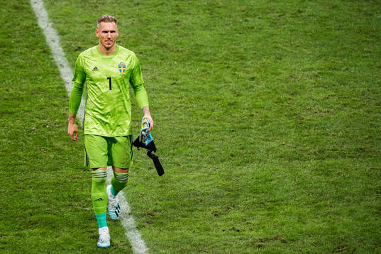 Goalkeeper Robin Olsen of Sweden looks dejected