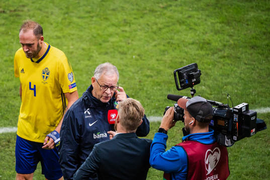 Andreas Granqvist of Sweden and Lars Lagerbäck, head coach