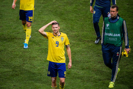 Marcus Berg of Sweden looks dejected