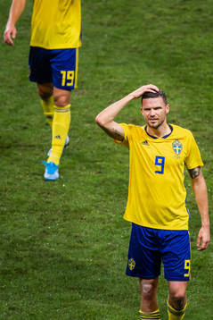 Marcus Berg of Sweden looks dejected