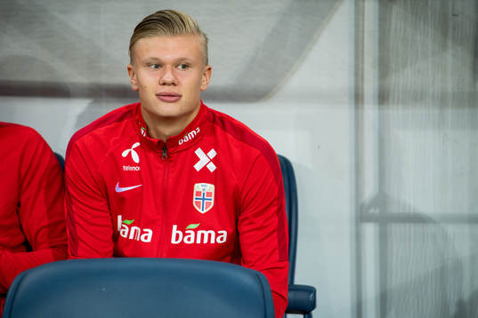 Erling Braut Haaland of Norway at the bench