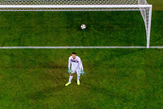 Goalkeeper Rune Almenning Jarstein of Norway looks dejected