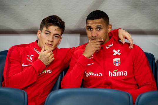 Mathias Normann and Ruben Gabrielsen of Norway at the bench
