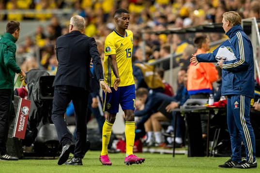 Alexander Isak is substituted by Janne Andersson, head