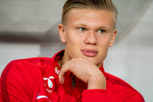 Erling Braut Haaland of Norway at the bench