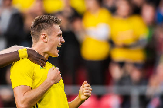 Mattias Svanberg of Sweden celebrates