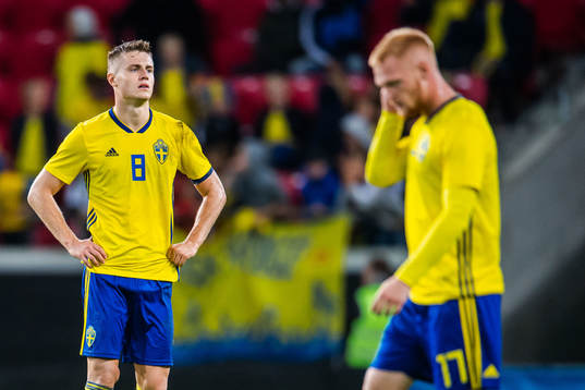 Mattias Svanberg of Sweden looks dejected