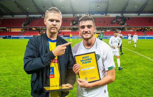 Troy Parrott of Ireland recieved the prize man of the match
