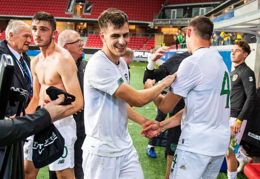 Conor Coventry and Conor Masterson of Ireland celebrates