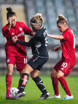 Lina Magull  and Linda Dallman of Bayern Munich and Hanna