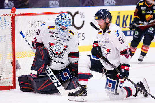 Linköpings målvakt Jonas Gustavsson och Anton Mylläri