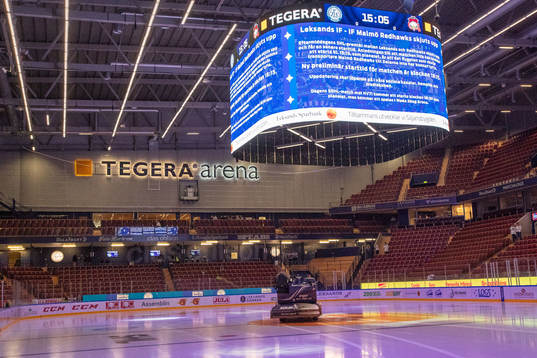 Tegera Arena innan ishockeymatchen i SHL mellan Leksand och