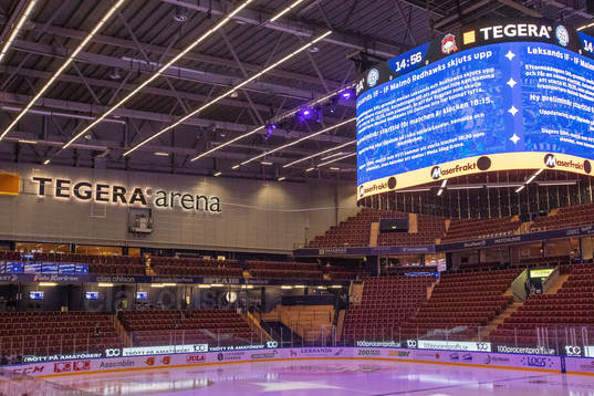 Tegera Arena innan ishockeymatchen i SHL mellan Leksand och