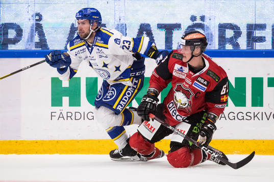 Leksands André Hult  och Malmö Redhawks Fredrik Händemark