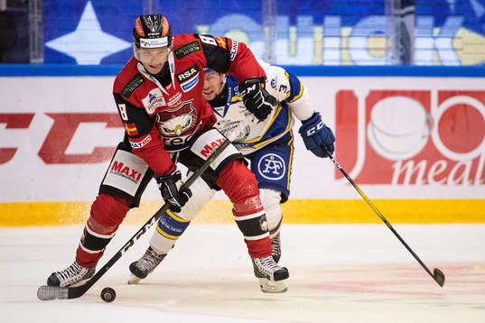 Malmö Redhawks Johan Olofsson och Leksands August Berg
