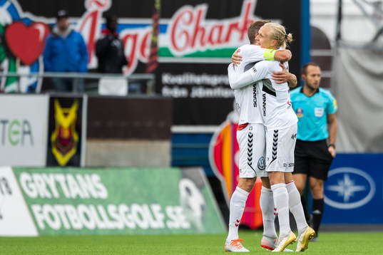 Kalmars Viktor Elm och Henrik Löfkvist jublar