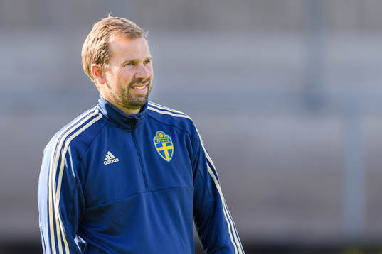 Sveriges förbundskapten Pär Lagerström före