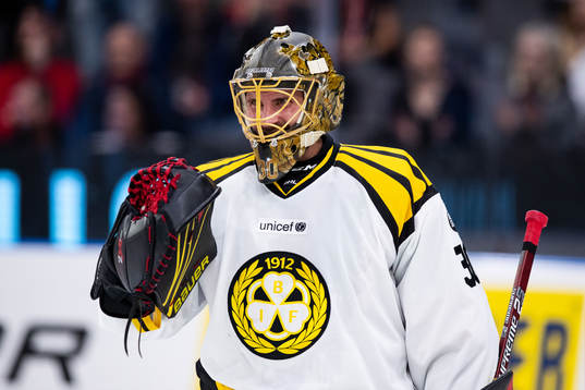 Brynäs målvakt Joacim Eriksson jublar