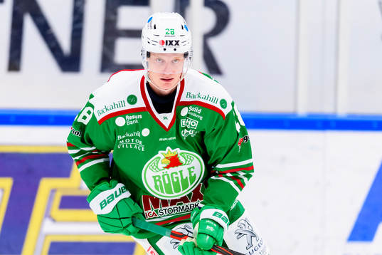 Rögles  Anton Bengtsson innan ishockeymatchen i SHL mellan